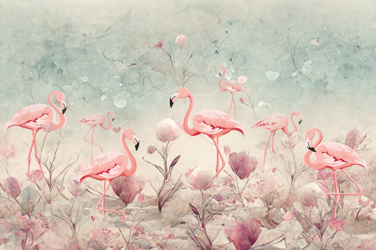 Mystic Flamingo Grove Wall Mural in your room