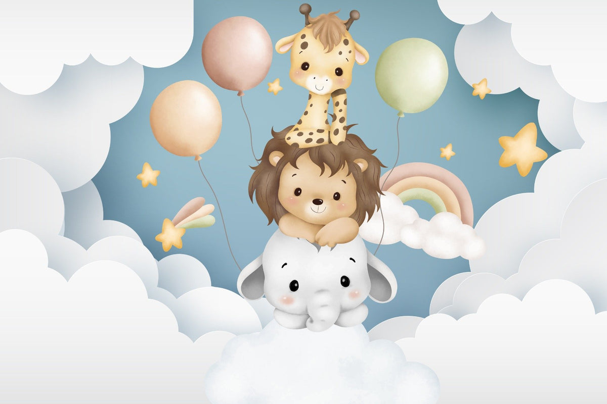 Baby Animal Balloon Fiesta Wall Mural in your room