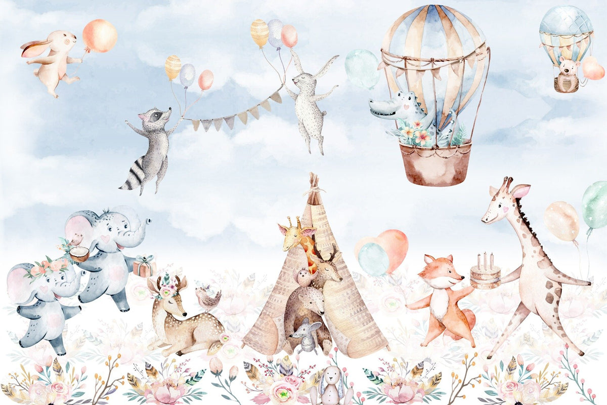 Balloons Over Blossom Valley Art Mural in your room — zoomed