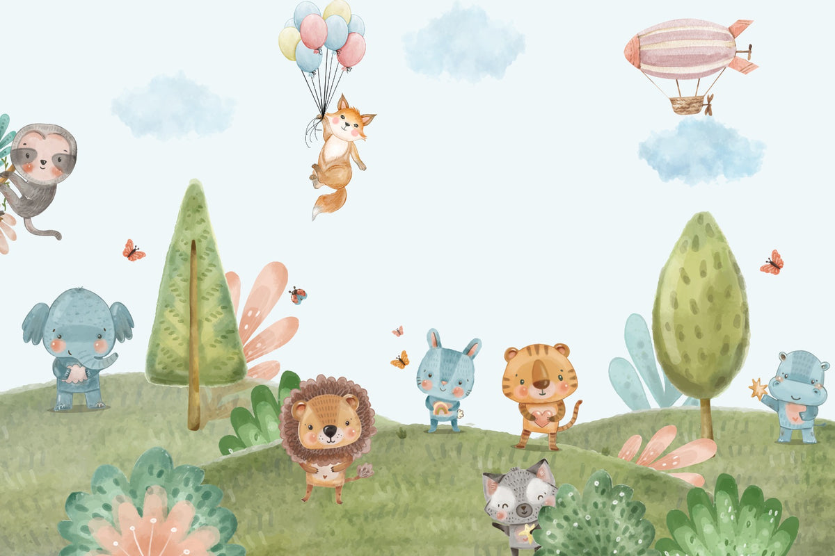 Jubilant Jungle Critters Wall Mural in your room