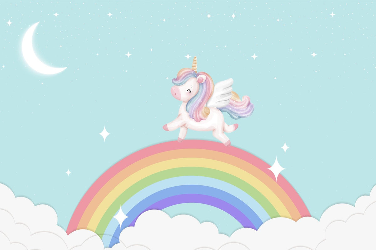 Starlit Rainbow Unicorn Wall Mural in your room