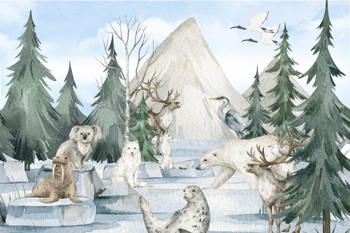 Frozen Frontier Majestic Wildlife Mural in your room — zoomed