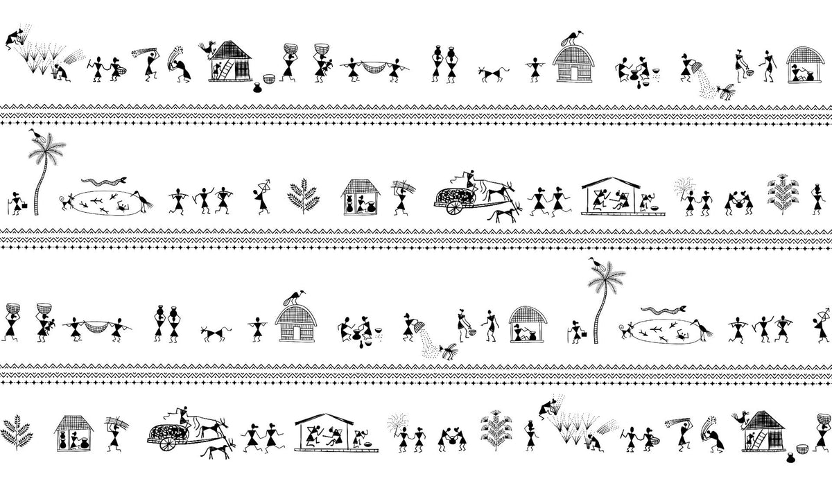 Tribal Rhythms Art Strip Wallpaper in your room
