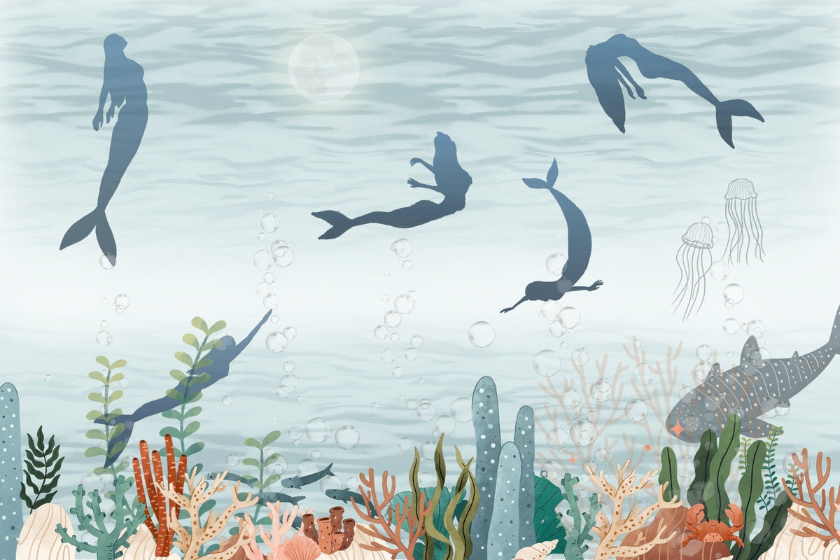 Mermaid Whispers Ocean Mural in your room — zoomed