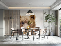 Gentle bear cub pattern in neutral nursery tones

