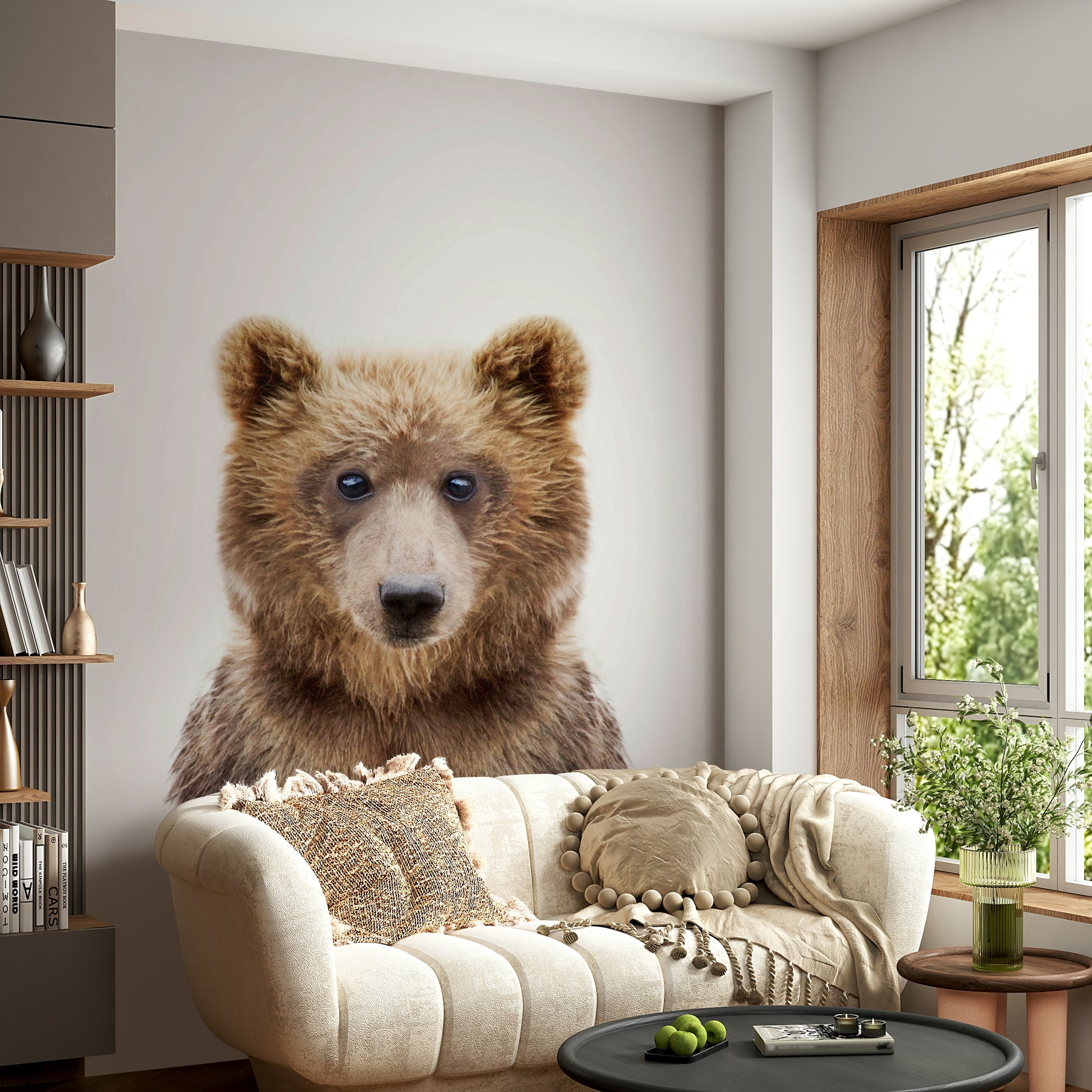 Soft pastel wallpaper featuring baby bear designs

