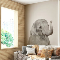 Hand-drawn baby elephant wallpaper for sweet interiors.