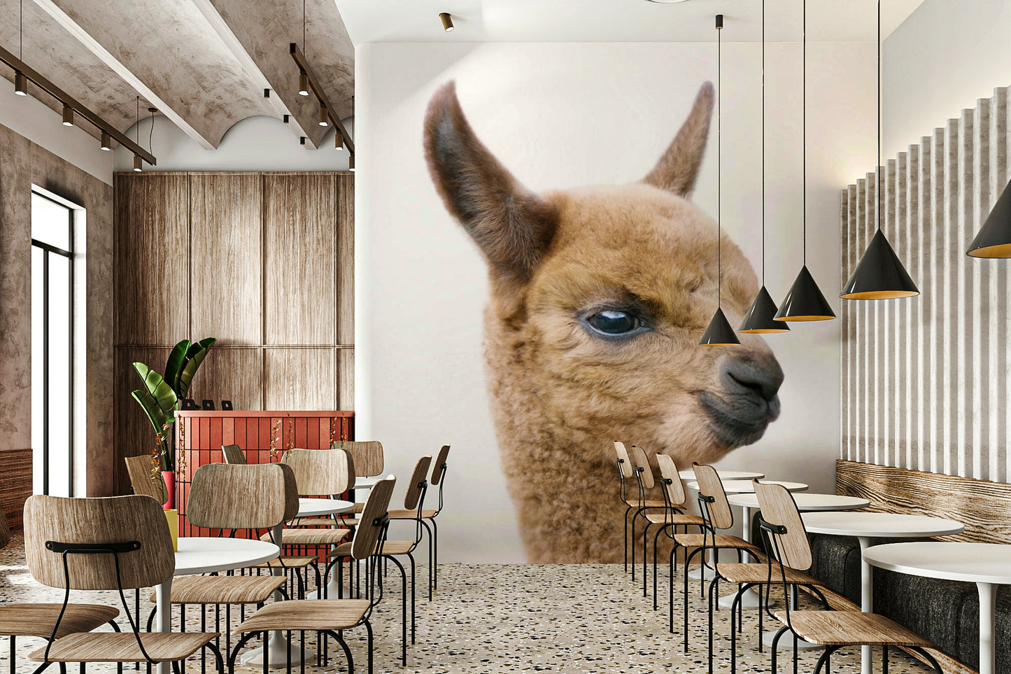 Cartoon-style baby llama wallpaper for walls

