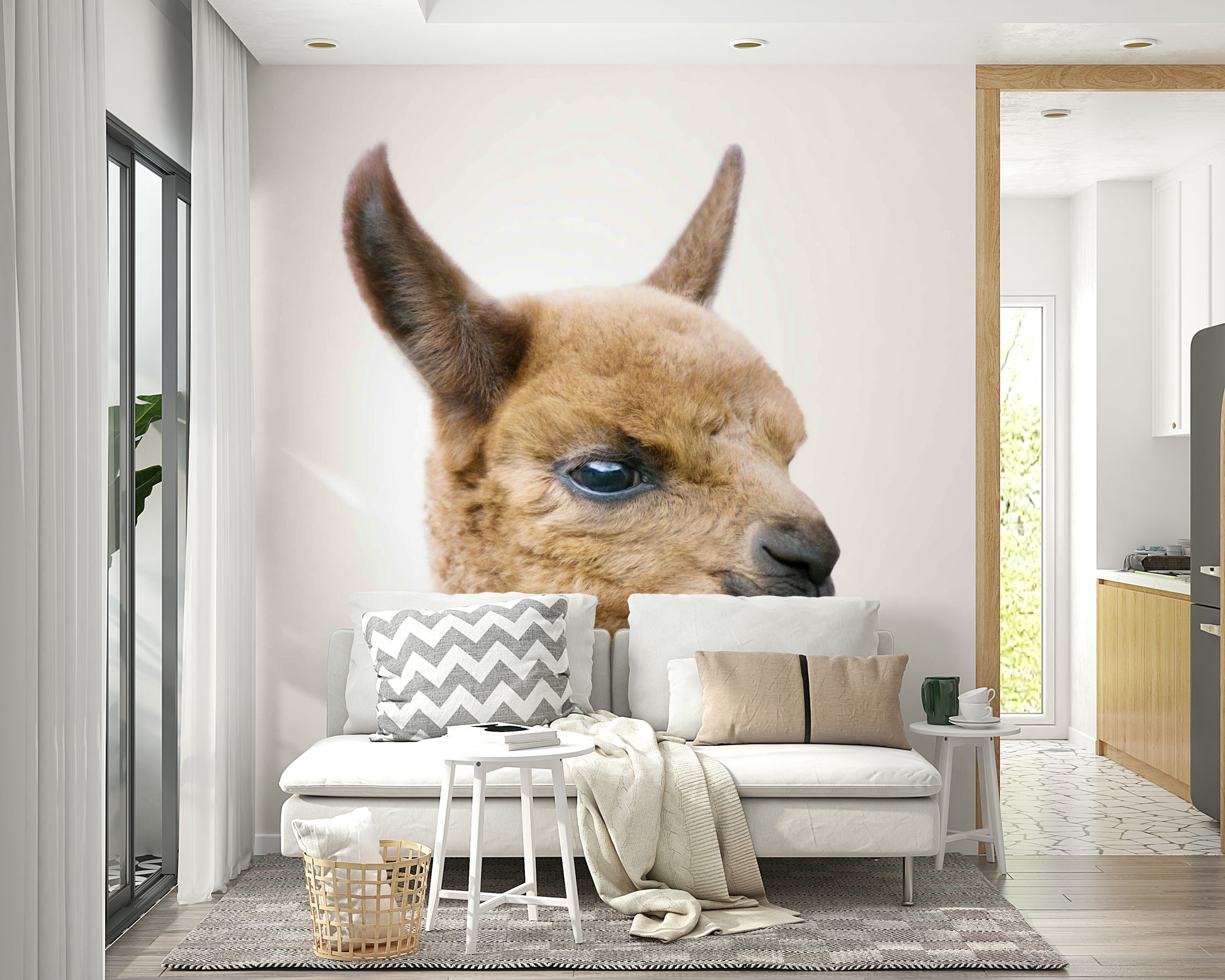 Adorable llama mural for nursery or kids’ room

