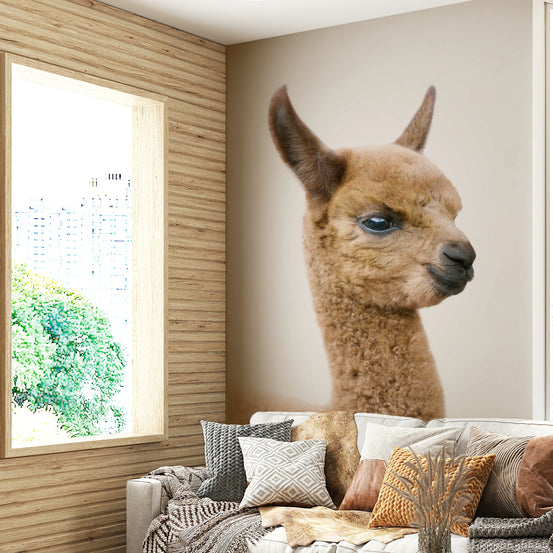 Baby llama wallpaper mural with cute illustrations

