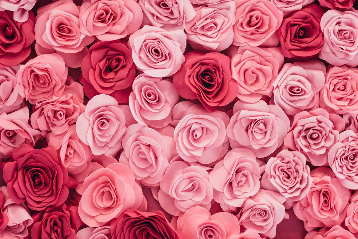 Pink Roses Wallpaper Mural in your room — zoomed