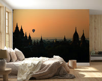 Decorative wall mural showcasing the iconic Bagan temples bathed in dawn glow.