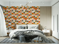 Contemporary retro wallpaper in warm shades