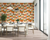 Artistic block pattern wallpaper in orange