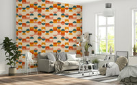 Balanced shape wallpaper in teal and amber