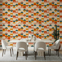 Modern circle pattern wallpaper in coral