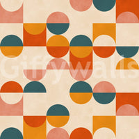 Statement geometric wallpaper in coral tones