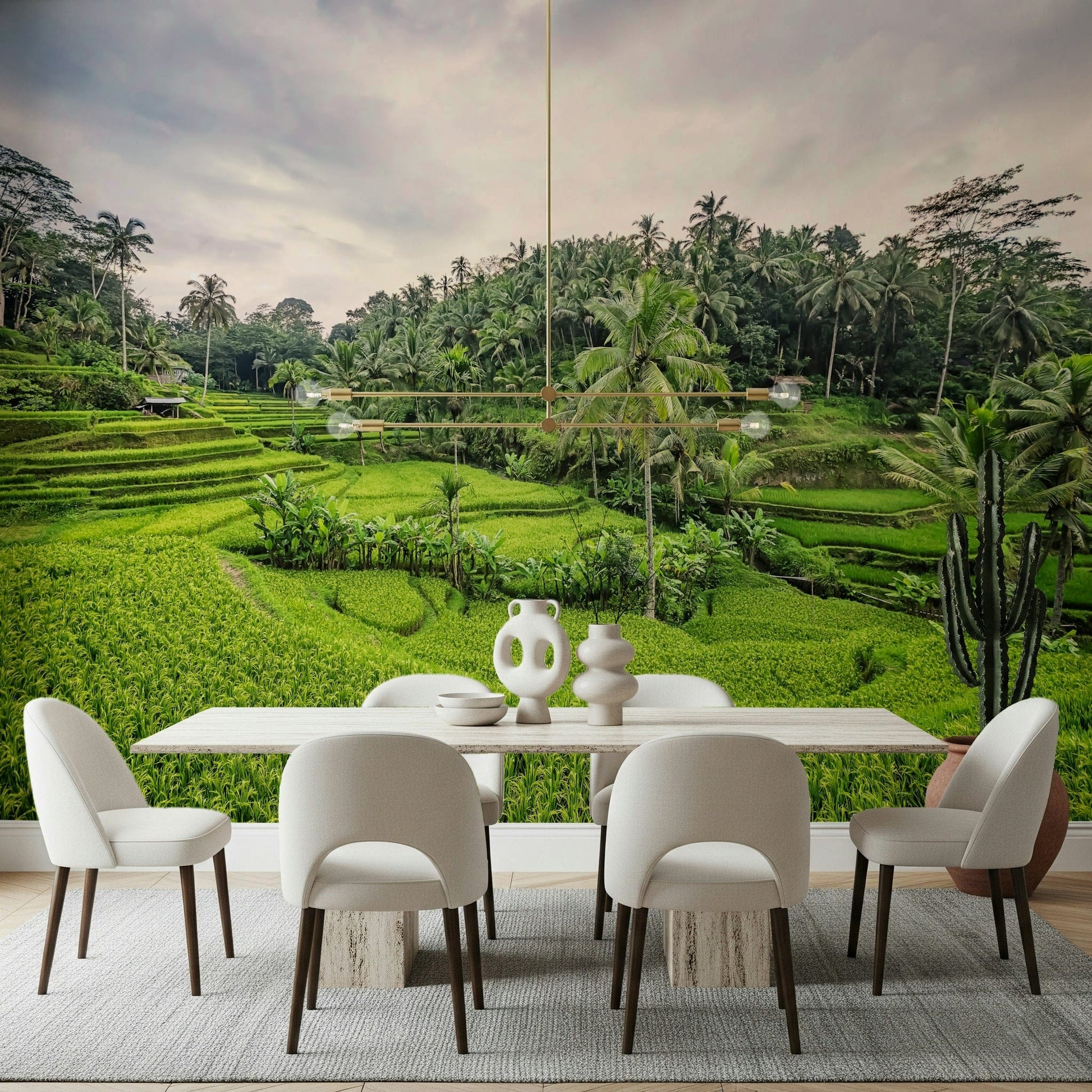 Beautiful Bali Rice Terraces greenery office wall decoration.