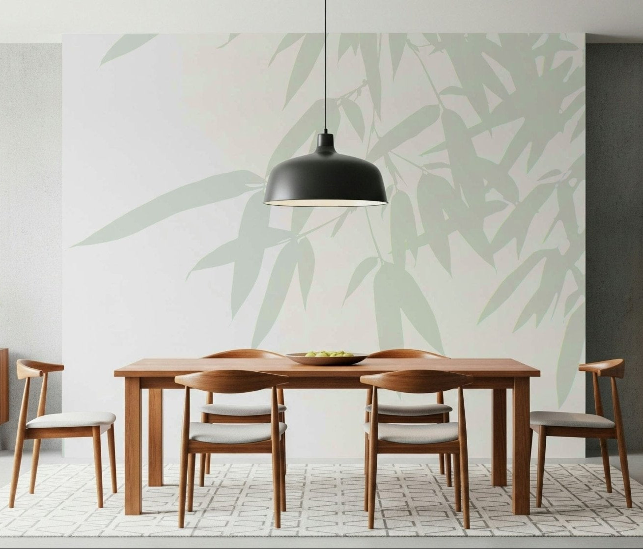 Minimalist bamboo leaf silhouettes creating a calming botanical wallpaper design.