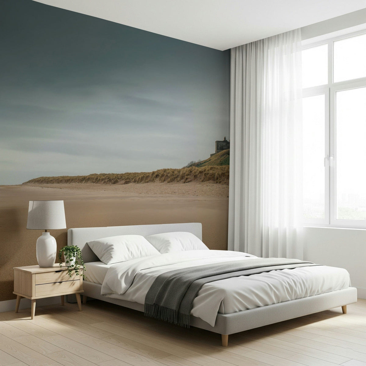 Hallway highlights dramatic wall mural scene