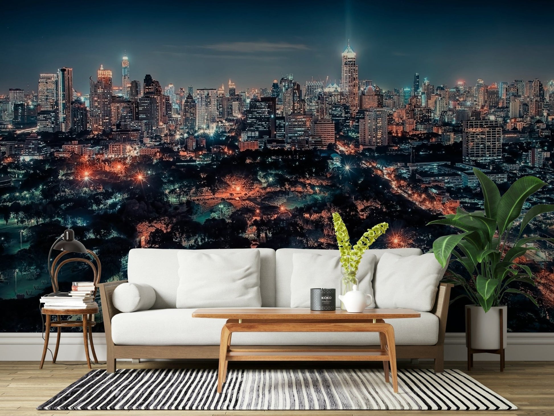 Urban Bangkok Nightscape wallpaper for walls serene park