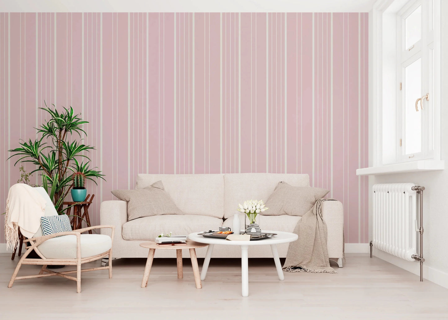 Barely Blush Stripes Wallpaper⁠
