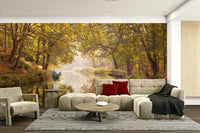 Nature-inspired wall mural with water
