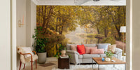 Tree reflections on still water wallpaper
