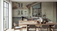 Bath's Bicycle Stroll Wall Mural in studio, travel wall decor with detailed architecture and bike