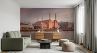 Industrial aesthetic captured in this Battersea Power Station hallway wall mural.
