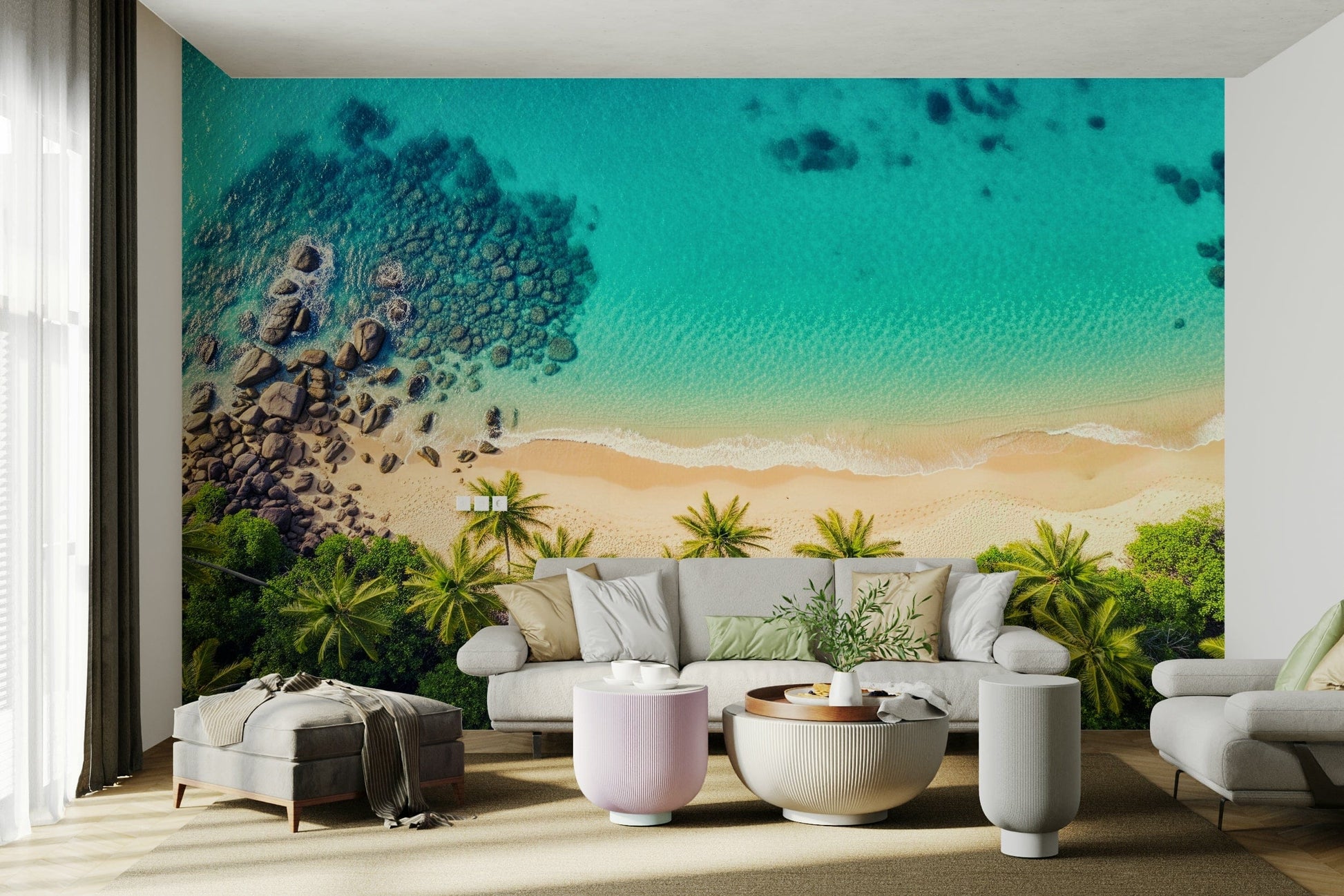 Wall decor showing a tranquil beach view

