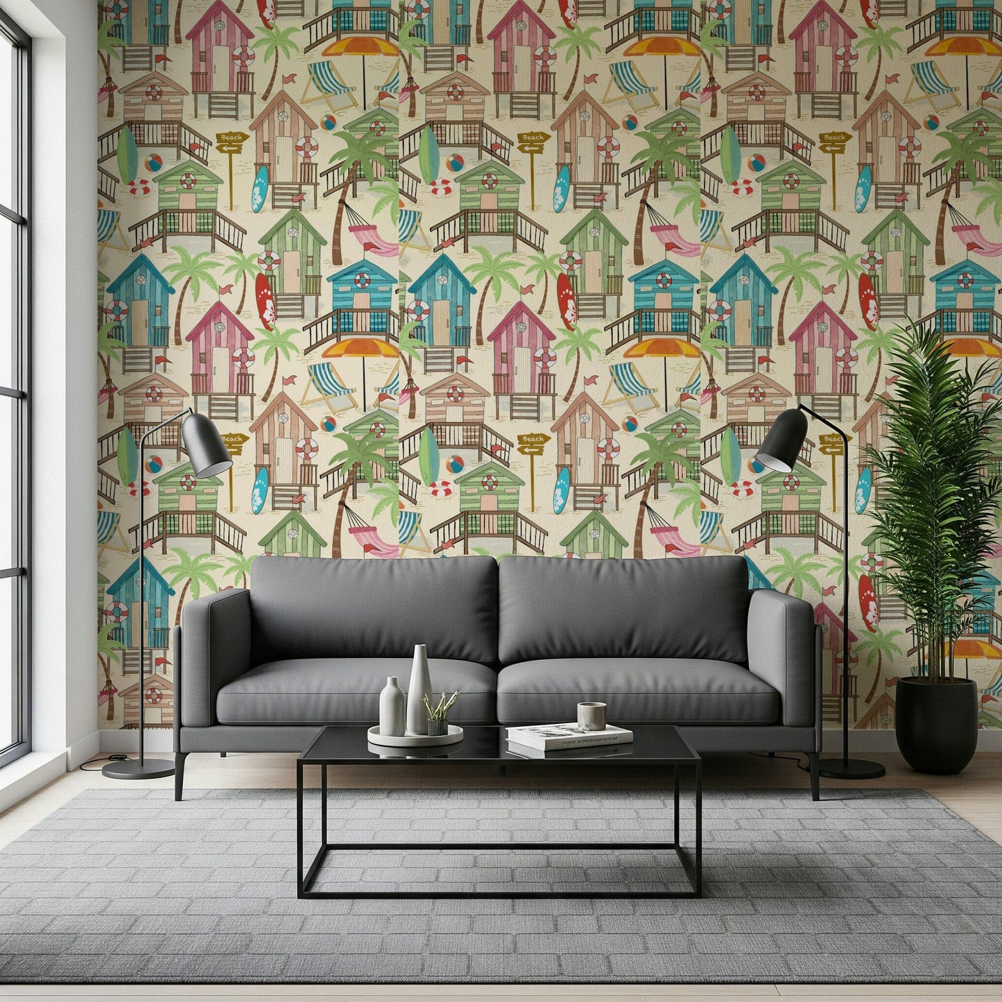 Beach Huts Bliss Wallpaper⁠