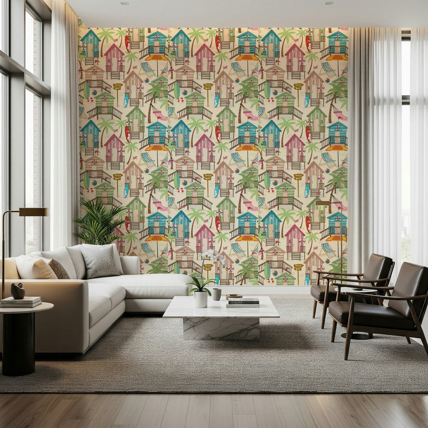 Beach Huts Bliss Wallpaper⁠