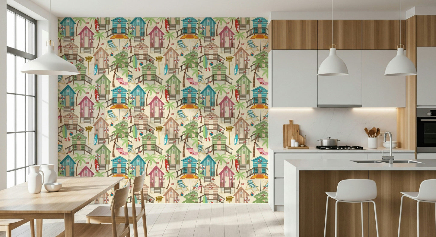 Beach Huts Bliss Wallpaper⁠