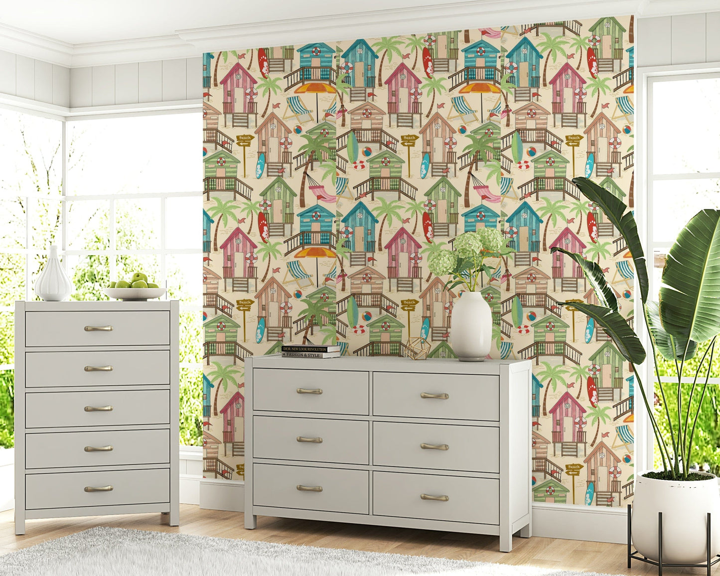 Beach Huts Bliss Wallpaper⁠