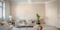 Charming seaside hut wallpaper in soft pastel tones

