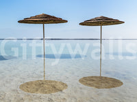 Beach Parasols wall mural wide open water stunning natural beauty