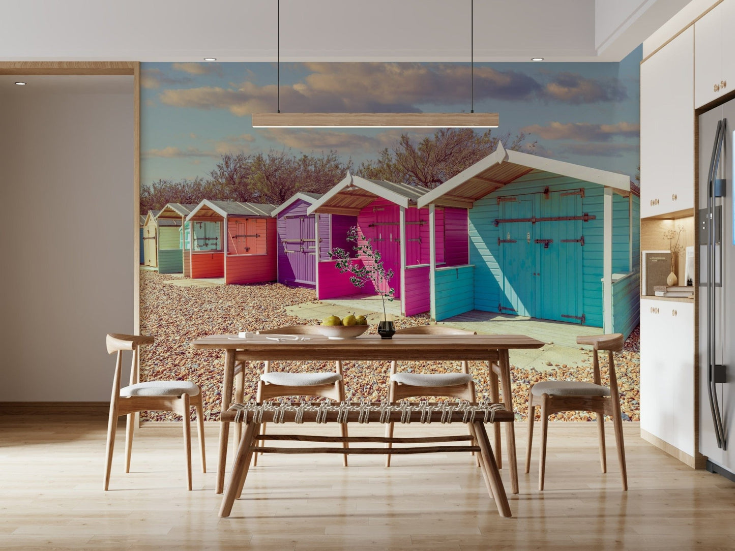 Pastel hued coastal homes, the perfect Beach Row Bliss scene.