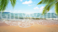 Exotic Beachside Bliss wall decor, oceanfront, hanging leaves, home enhancement.