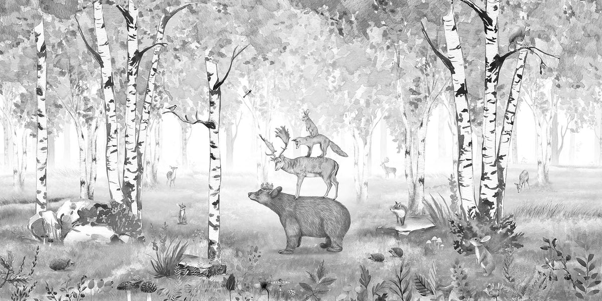 Bear King Grey Wallpaper Mural in your room