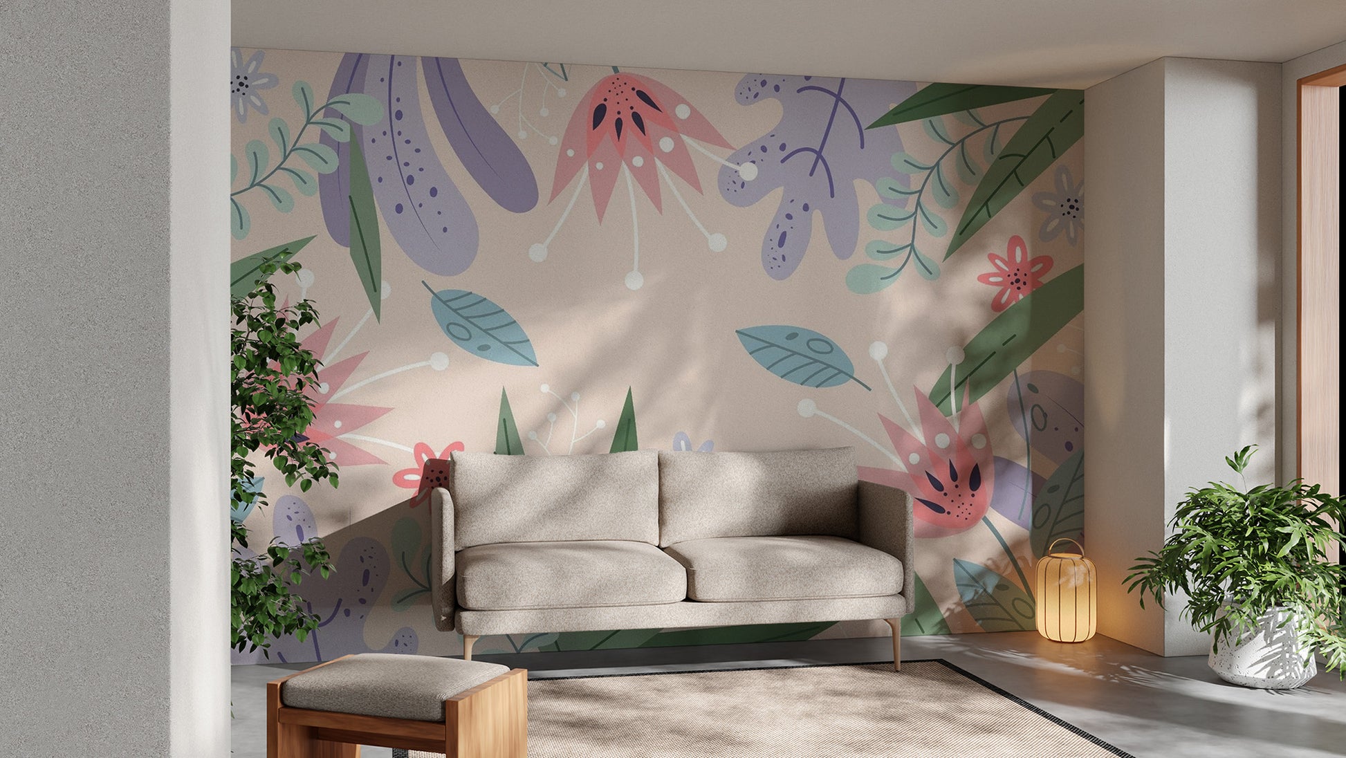 Abstract Leaves Flowers Wallpaper Murals - Giffywalls