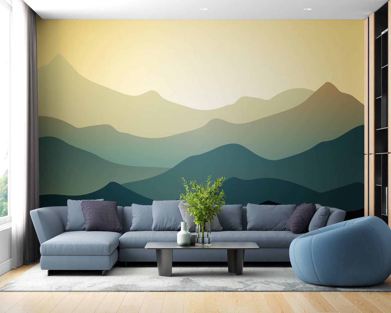Beautiful Green Mountain Wallpaper Mural