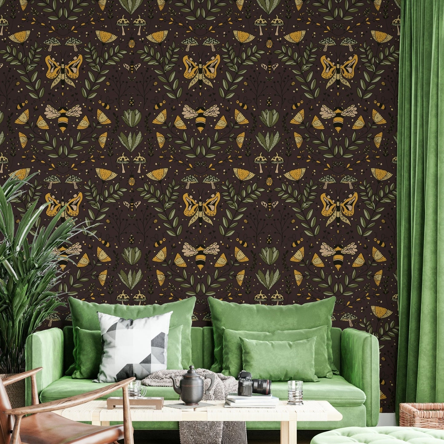 Bees, Butterflies, and Flowers mural for a nursery.

