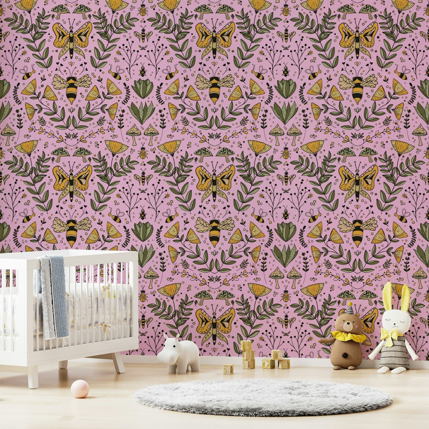Wallpaper with a whimsical, hand-drawn design.

