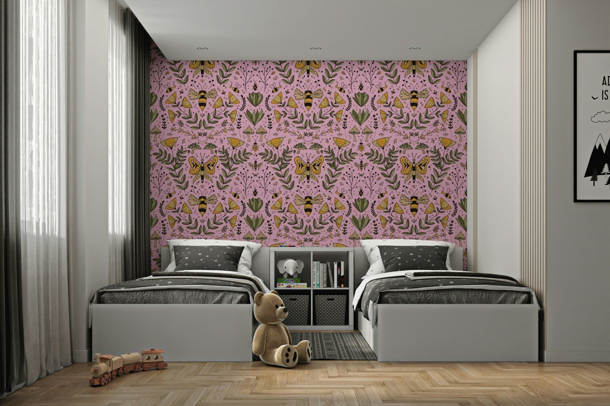 Wallpaper with a soft pink background.

