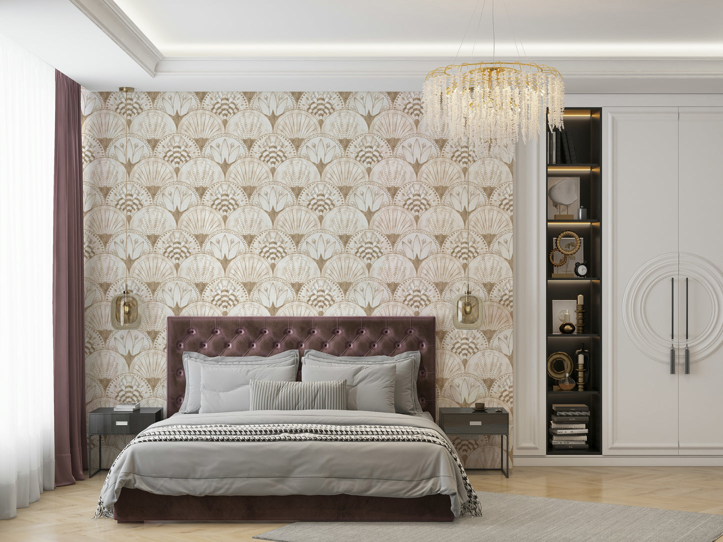 Curved fan motif wallpaper

