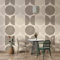 An artistic modern pattern mural on minimalist wallpaper.

