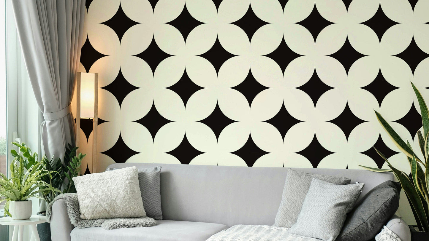 Minimalist geometric diamond star deco wallpaper for walls.
