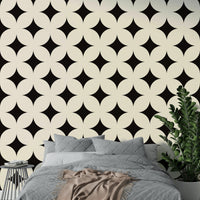 Modern celestial geometric art deco wallpaper for rooms.
