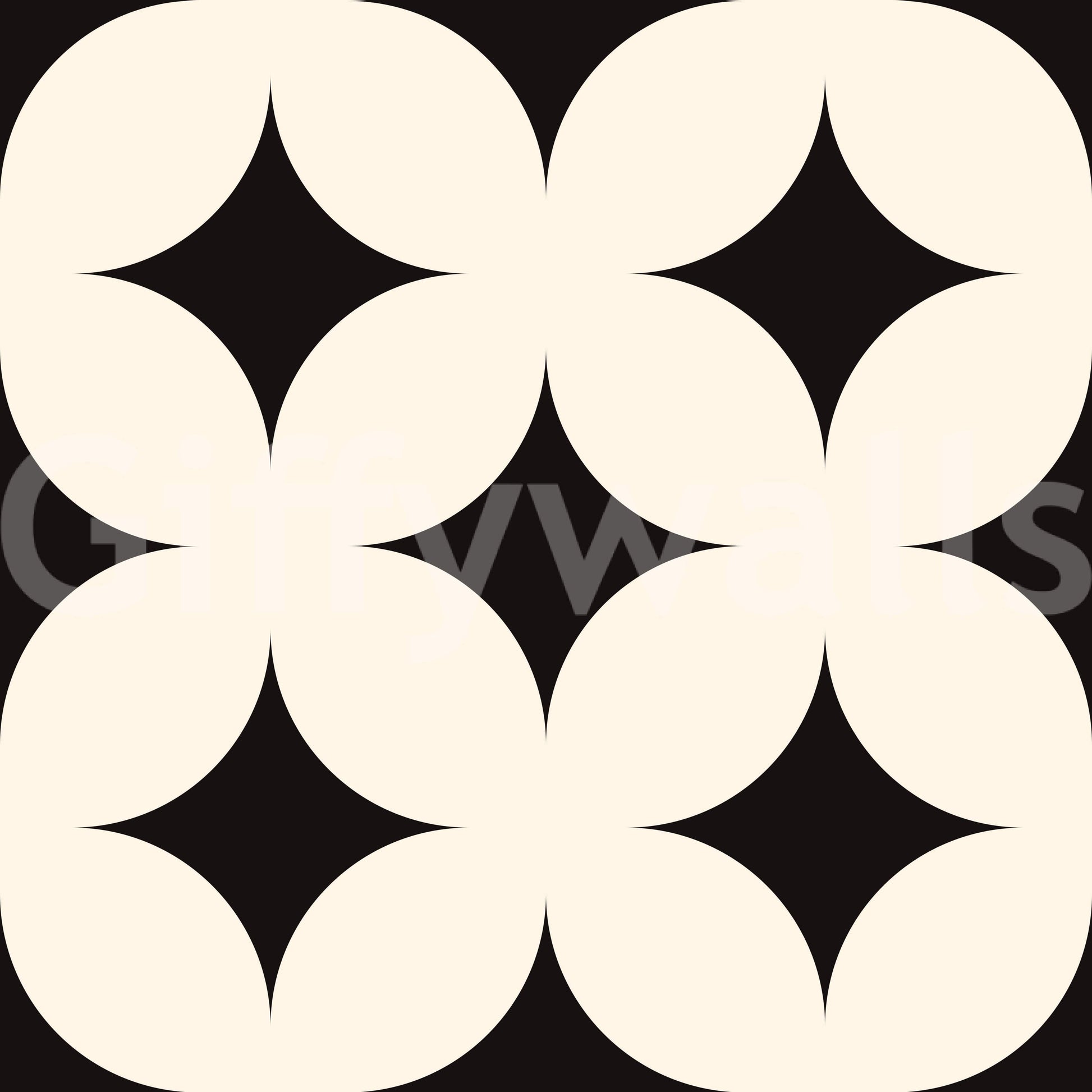 Neutral cream and black star design deco wallpaper art.
